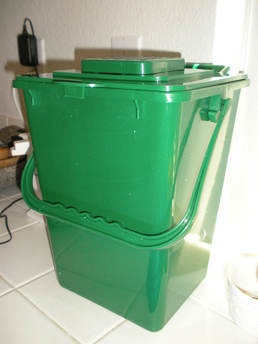 a shiny new compost bucket